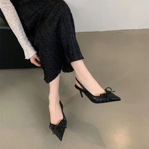 2026 Women's Pointy Single-shoe Pumps High Heel Stiletto <b>Sandals</b> with French Skirt Temperament for Summer - Product Image 4