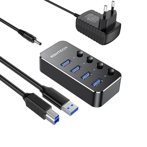 Biểu tượng tùy chỉnh màu sắc bao bì giao diện <span class=keywords><strong>USB</strong></span> <span class=keywords><strong>Hub</strong></span> 5V/2AC 5Gbps <span class=keywords><strong>4</strong></span> cổng <span class=keywords><strong>USB</strong></span> 3.0 <span class=keywords><strong>HUB</strong></span> - Product Image 1