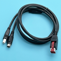 Câble USB vers USB Type B + Hosiden 3Pin Din Y personnalisé alimenté par 24V pour imprimante de reçus POS, terminal EPOS