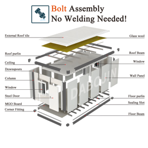 Estructura de acero prefabricada de 40 pies para construcción Comando Casa contenedor de oficina en el sitio con baño para edificio de oficinas Villa - Product Image 4