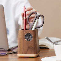 Porte-stylo en bois massif noyer noir boîte de rangement de papeterie de bureau de luxe lumière nordique porte-stylo en bois porte-stylo