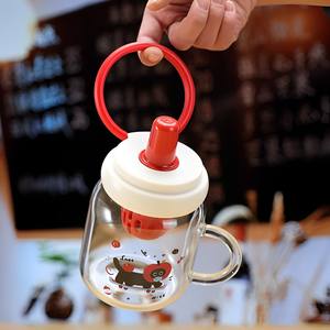 Venta al por mayor de dibujos animados <span class=keywords><strong>Anime</strong></span> Cute Cups botella de agua de viaje 20oz vaso de agua de vidrio con pajita y fruta té compartimento 600ml - Product Image 4