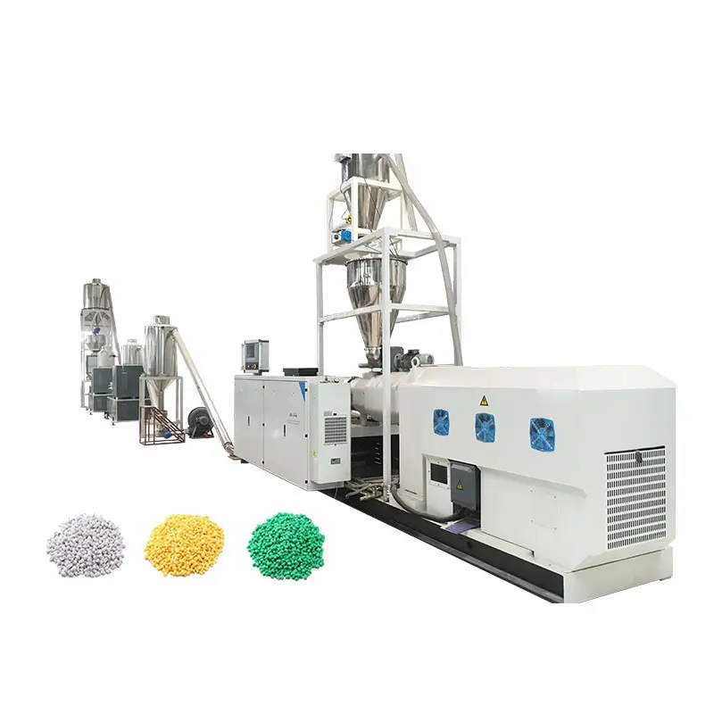 Plastic pelletizing hot cutting pelletizer line with conical twin screw extruder
