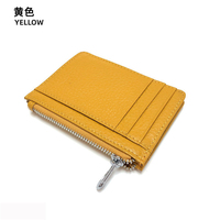 Dompet kulit asli modis untuk pria, dompet uang tunai dengan ritsleting, fitur mewah tahan air, dompet kartu PC pola geometris untuk pria
