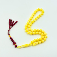 Tasbih Muslim Arab Saudi 10mm 45 Butir Resin Amber dengan Rumbai Kalung Tasbih Islami Gelang Rose Sutra Tisbiha
