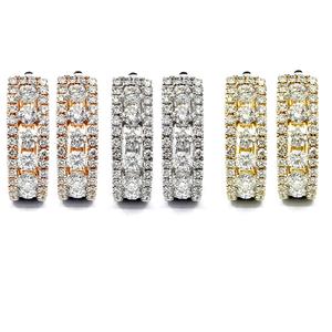 Boucles d'oreilles créoles personnalisées de haute qualité en or blanc 18 carats avec diamants naturels, style occidental traditionnel, pour femmes, vente en gros à Hong Kong - Product Image 4