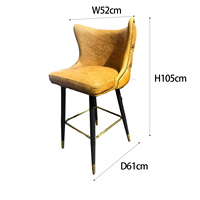 Chaise de bar rétro haut de gamme à pieds hauts, en cuir véritable huilé américain, avec base en métal, pour restaurant, bar, club