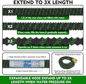 Ensemble de tuyau d'arrosage extensible léger haute pression 30m/50ft-100ft flexible conforme à la norme ANSI pour l'irrigation des jardins - Product Image 5