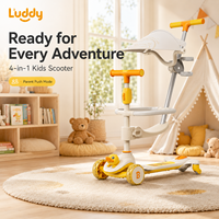 Tricycle évolutif 3-en-1 Luddy Custom B.Duck avec poignée réglable, poussoir et vélo d'équilibre pour tout-petits 1-4 ans