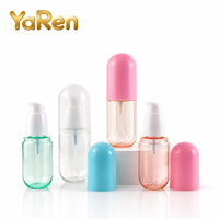 Flacon cosmétique en PET de 40 ml, 60 ml, 100 ml avec pompe à lotion à bec de canard et capuchon coloré pour l'emballage de soins de la peau en voyage