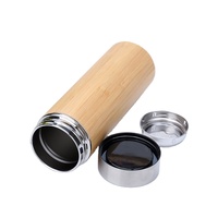Chaolang botol termos Stainless Steel, cangkir termos terisolasi vakum baja tahan karat bambu untuk perjalanan 500ML dinding ganda Stainless Steel