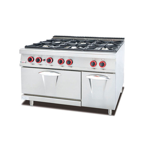 Cuisinière à gaz verticale autoportante en acier inoxydable Four à plaques 4 brûleurs Équipement de cuisine pour hôtels et restaurants Chauffage au carburant - Product Image 3