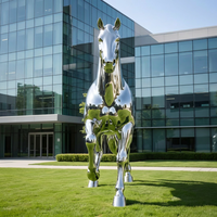 Escultura Moderna de Caballo Caminando en Metal, Acero Inoxidable 304, Acabado Espejo 8K, Estatua Equina Grande para Paisajismo Exterior