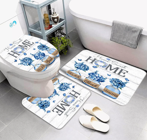 مجموعة ديكور الحمام الكوبية الزرقاء من 4 قطع 72 \ "X 72 \" مزرعة دش ريفي ستارة 12 خطافات سجادة إكسسوارات حمام منزلي حلو - Product Image 3