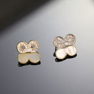 High-End Women's Geometric <b>Stud</b> Earrings S925 <b>Silver</b> Gold Plated Zircon New Irregular Design Trendy Style Versatile Light - Product Image 3