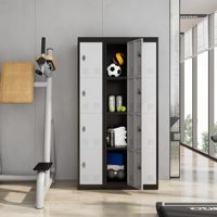 Casier de rangement métallique moderne avec 4 portes et 3 étagères, armoire de rangement pour salle de sport, école, bureau, maison, entrepôt