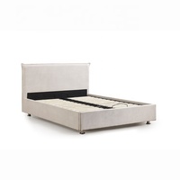 Cadre de lit en velours peluche de luxe avec structure métallique et rangement, design moderne, taille et couleur personnalisables, montage facile