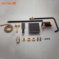 Système de bain et douche robinets mélangeurs de baignoire carrés noir or robinet de salle de bain chaud froid thermostatique 4 fonctions robinet de douche