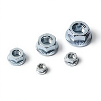 Ensemble de bride en acier au carbone galvanisé classe 8 à filetage droit, avec rondelle plate, rondelle de sécurité, capuchon de disque, écrou hexagonal de verrouillage métrique