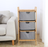 Vente en gros Vêtements pliables écologiques Panier à linge en bambou à 3 niveaux Panier à linge en bambou avec sac de rangement