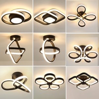 Meilleure Vente Plafonnier LED Moderne Économie d'Énergie en Fer Noir pour Escalier et Salon, Contrôle à Distance/Par Capteur, Intensité Variable, CRI Élevé 90, Garantie 2 Ans