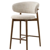 Tabouret de bar moderne en bois massif avec coussin en tissu, chaise de bar pour café, tabouret de comptoir en bois massif, chaise haute