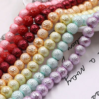 HX Stock de perles en vrac 8mm perle de coton froissée perle de verre bricolage perles faites à la main