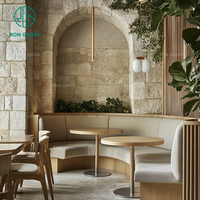Demi-cercle moderne incurvé rond tissu en bois café thé boutique restaurant table et chaises ensembles stand sièges meubles stand