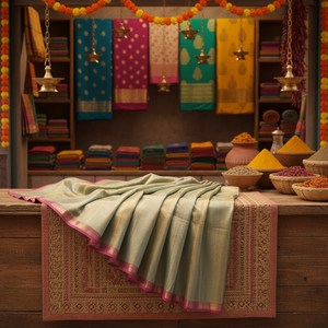 Blusa de Sari de Algodón Tejido ENT de Akshay Sharma, Ecológica, de Secado Rápido, Ligera, Teñida en Color Liso, Vestido de Novia para Niñas y Mujeres - Product Image 1