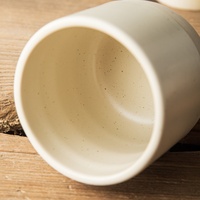 Tasse à café en céramique beige FENN avec logo gravé personnalisé, 100 ml, 180 ml, 230 ml, pour espresso, cappuccino, thé, poterie, cadeau