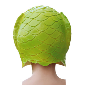 Máscara de pez verde, tamaño único, de látex, con diseño de cabeza de animal de dibujos animados, para fiestas de Halloween, accesorios de cosplay - Product Image 5