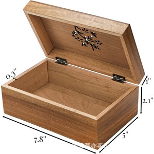 Caja de Madera para Colección de Recuerdos, Caja de Almacenamiento de Joyas de Escritorio con Tapa Abatible, Caja de Almacenamiento de Regalos para el Hogar Tallada - Product Image 3
