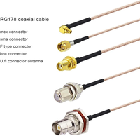 Cable coaxial RF de baja pérdida RG178 de 25 pies con conectores BNC macho a BNC macho