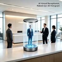 Nouveau projecteur holographique numérique FYD-09 AI avec écran LCD 7 pouces, Android 13, 4+32G, affichage de bureau, boîte cylindrique holographique