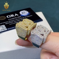 Vente flash Bague en moissanite taille baguette VVS 100 Argent 925 Bague en argent fin Bijoux fins Bague en moissanite certifiée GRA pour homme