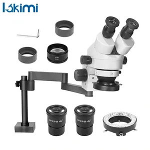 Microscópio binocular WF10X com luz LED de zoom alto 7X-90X