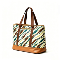 Sac à bandoulière à imprimé ondulé, poche zippée, sac de courses réutilisable, sac pour les trajets quotidiens, sac de voyage et de travail en polyester pour femmes