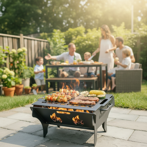 Brasero artisanal en acier Corten - Cheminée extérieure unique à bois <span class=keywords><strong>pour</strong></span> jardin et barbecue - Product Image 1