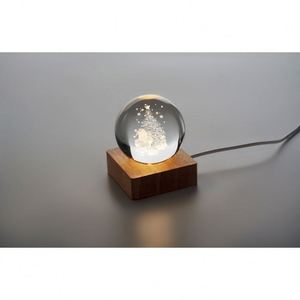 Boule de Noël en cristal 3D personnalisée avec logo, lumière LED et base en bois – Cadeau idéal pour enfants, fêtes de Noël et anniversaires – Meilleures ventes - Product Image 4