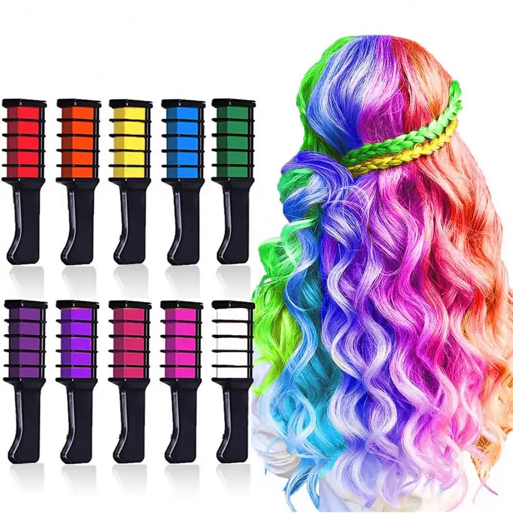 Горячая распродажа 10 видов цветов Салон Мини-восковые мелки краски краска для волос палочки временные Deluxe органический детское цветное краска для волос палочка комплект