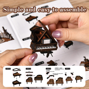 Boîte à musique en bois de style européen, modèle de jouet à assembler soi-même en 3D avec violon et intérieur décoratif pour adultes et adolescents - Product Image 5
