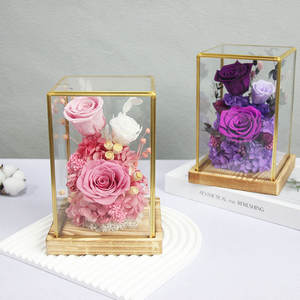 TC ฝาครอบแก้วดอกกุหลาบดอกไม้นิรันดร์ของขวัญวันวาเลนไทน์สำหรับผู้หญิงที่เก็บรักษาดอกไม้สำเร็จ - Product Image 3
