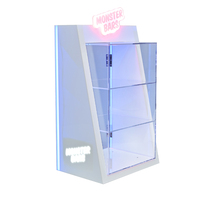 Support d'affichage APEX moderne à LED RGB, 3 niveaux, verrouillable, en acrylique, personnalisable, écologique, pour comptoir de boutique de tabac
