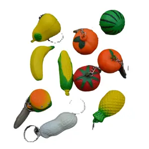 HY 과일과 야채 거품 장난감 PU 시뮬레이션 키 체인 푸드 바나나 오렌지 레몬 버거