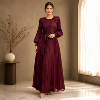 Robe longue élégante vintage pour femme, taille empire, unie, coupe trapèze, en tissu respirant, avec manches lanternes, volants et perles