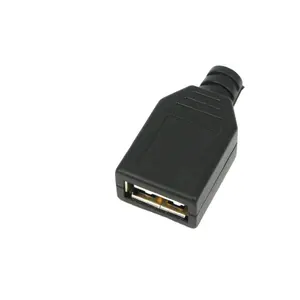 หัวต่อ <span class=keywords><strong>USB</strong></span> 2.0 Type <span class=keywords><strong>A</strong></span> แบบ 4 พิน ตัวผู้และตัวเมีย แบบเชื่อมต่อสายด้วยการบัดกรี พร้อมปลอกพลาสติก สำหรับสายดาต้า - Product Image 2