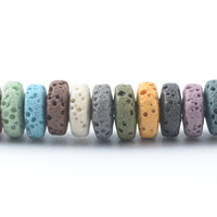 Perles de pierre de lave colorées pour la fabrication de bijoux, perles de pierre de lave polies lisses, perles d'espacement en forme d'abaque, pierres précieuses pour bracelet, collier, bricolage