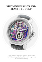 Montre de luxe pour femme avec logo personnalisé, design diamant, mouvement automatique mécanique, bracelet en cuir, aiguilles, boîtier en acier inoxydable, mode de luxe
