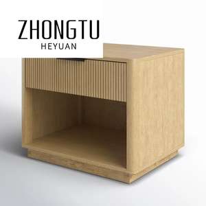 Modern 1-Drawer Oak Wooden Bedside Table <strong>Mirrored</strong> Finish Wide <strong>Nightstands</strong> for Home Hotel Nordic Style Foldable Design for Living - Product Image 4