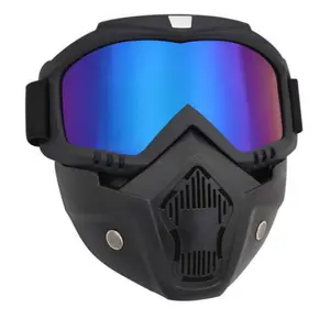 Sports Snow Ski Goggles with Mask Protect Padding Helmet Sunglasses Motorcycle Goggles Mask Removable